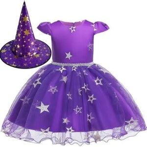 Lola + The Boys Purple Star Witch Costume Dress and Hat 6/7